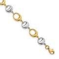 14K Two-tone Polished 8.0mm Contemporary Oval Link 7.75 inch Bracelet, 7.75 x 8 mm