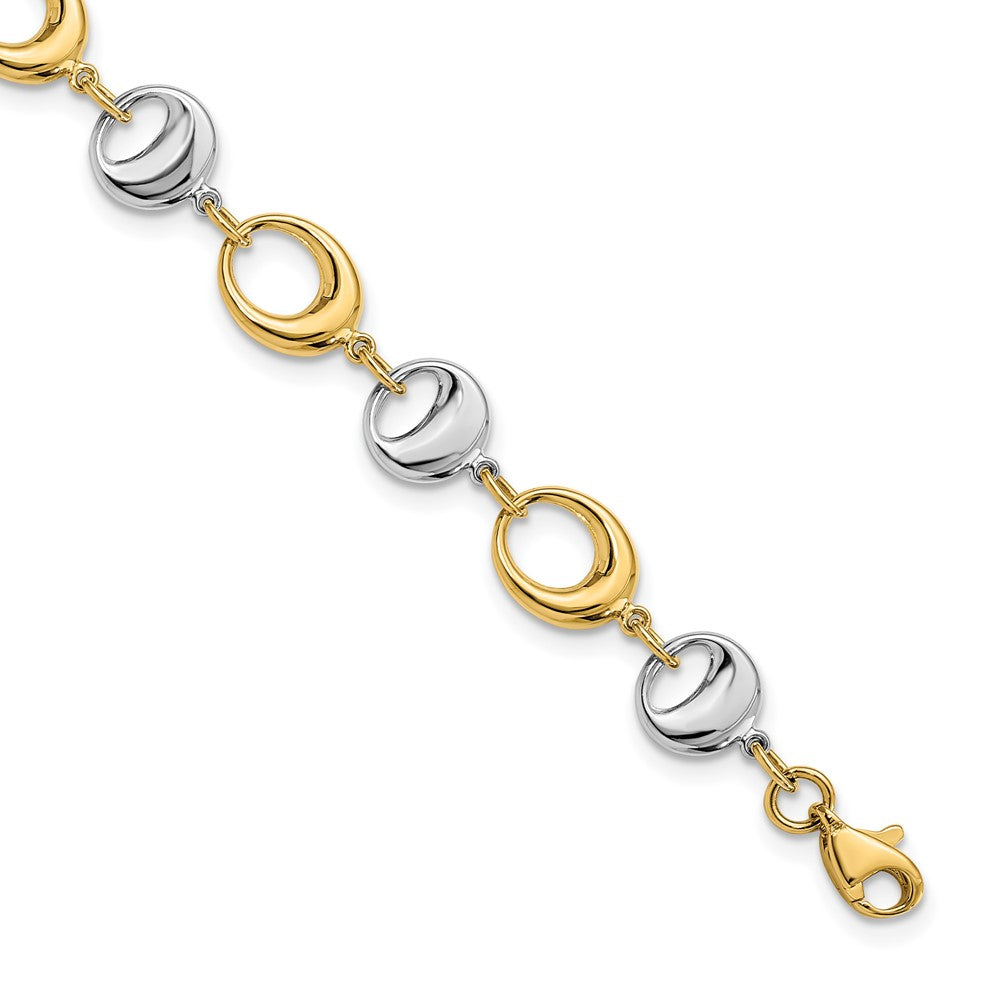 14K Two-tone Polished 8.0mm Contemporary Oval Link 7.75 inch Bracelet, 7.75 x 8 mm