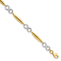 14K Two-tone Polished 5.0mm Infinity Link 7.75 inch Bracelet, 7.75 x 5 mm