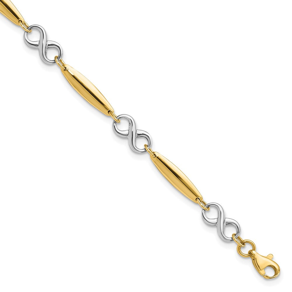 14K Two-tone Polished 5.0mm Infinity Link 7.75 inch Bracelet, 7.75 x 5 mm