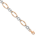 14K Two-tone Rose and White Polished 8.0mm Link 7.5 inch Bracelet, 7.5 x 8 mm