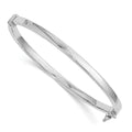14K with White Rhodium Plating Polished Hinged Bangle, 6.75 x 4 mm