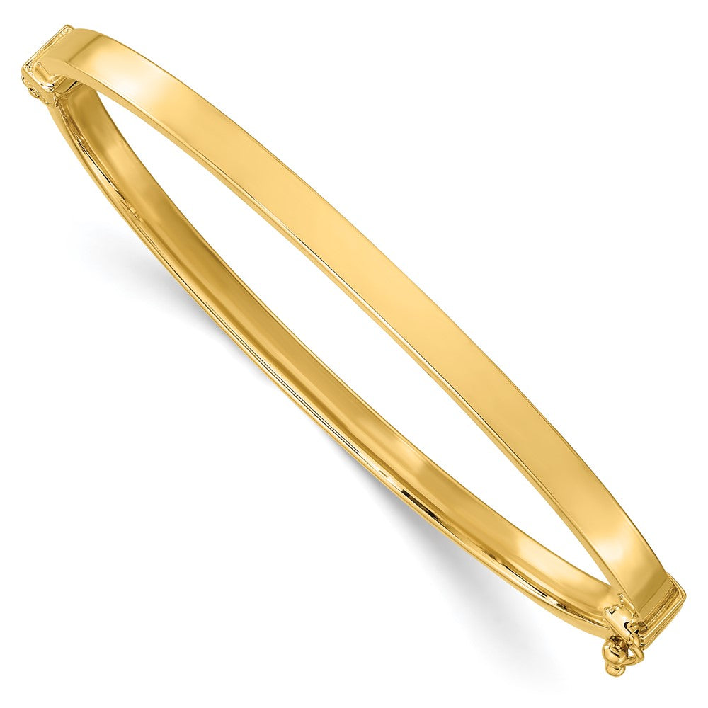 14K Polished Hinged Bangle, 7 x 4 mm