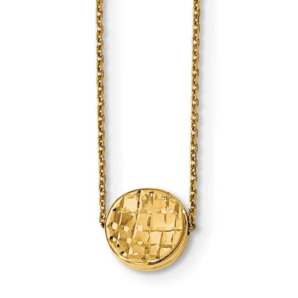 14K Polished D/C Round Necklace, 17 mm