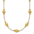 14K Polished Diamond-cut and Scratch Finish Station Beads 17 inch Necklace, 17 mm