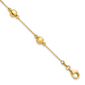 14K Polished Diamond-cut and Scratch Finish Station Beads 7.5 inch Bracelet, 7.5 mm