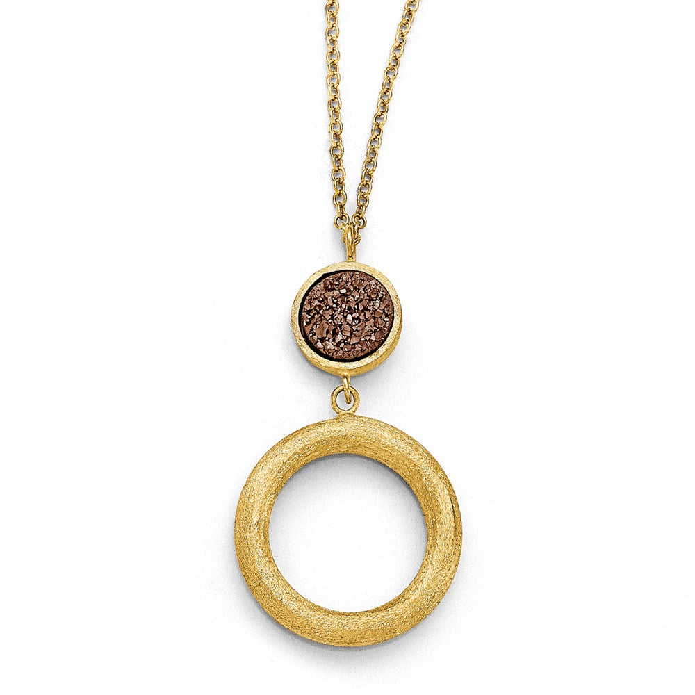 14k Purple Druzy Scratch-finish Necklace, 17 mm