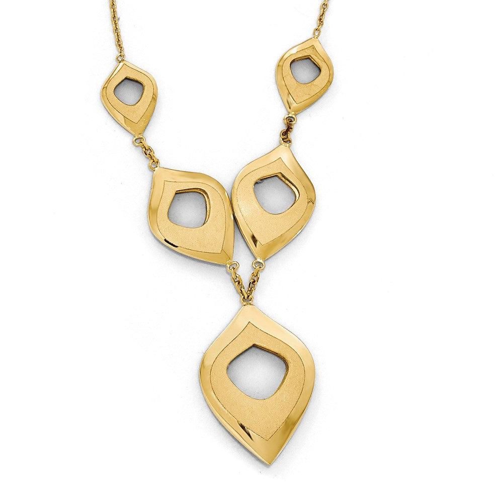 14k Polished and Brushed w/2in ext. Necklace, 16 mm