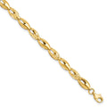 14K Polished and Diamond-cut 6.0mm Open Link 7 inch Bracelet, 7 x 6 mm