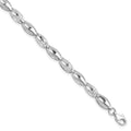 14K White Gold Polished and Diamond-cut 6.0mm Open Link 7 inch Bracelet, 7 x 6 mm