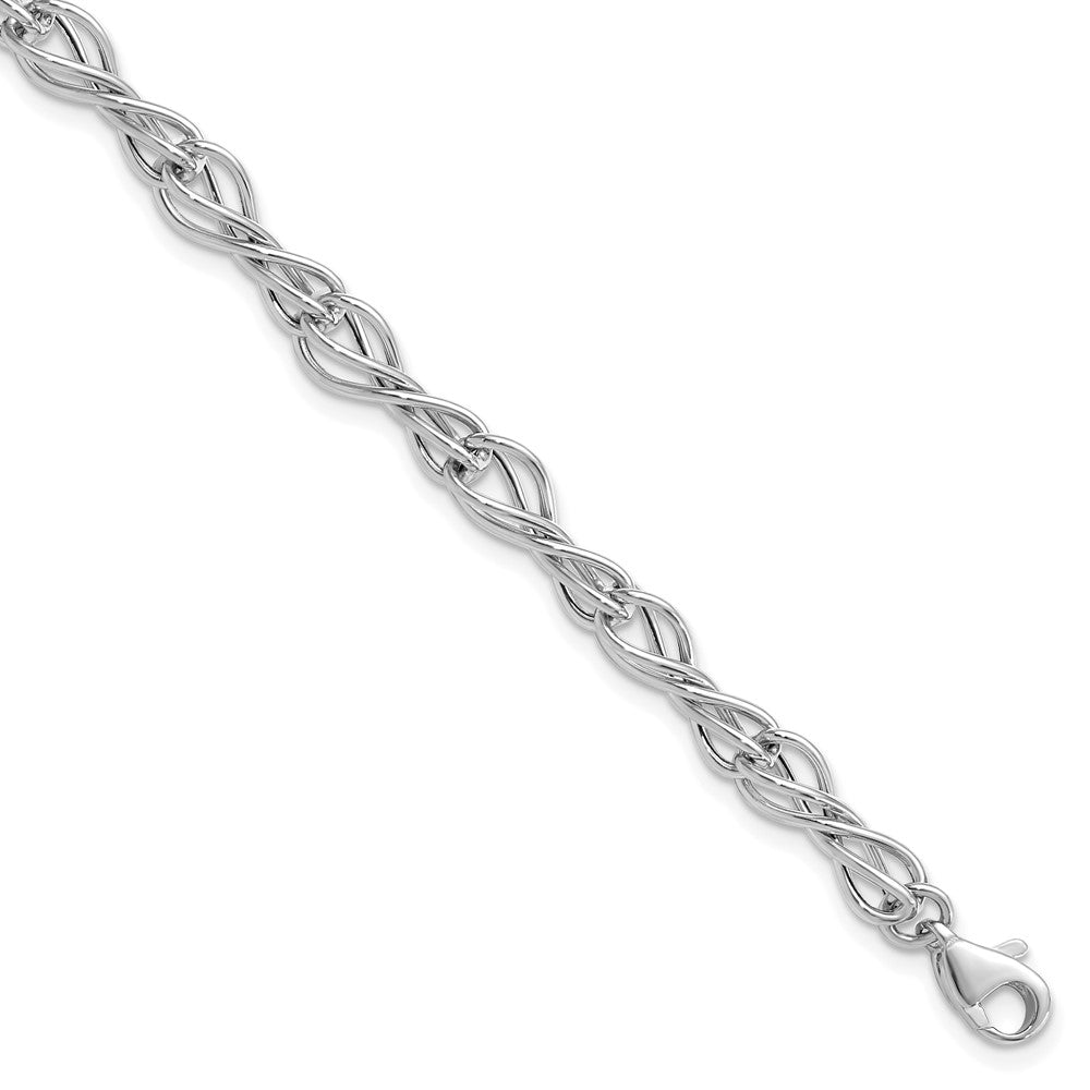 14K White Gold Polished Fancy Link Bracelet, 7.5 x 7 mm