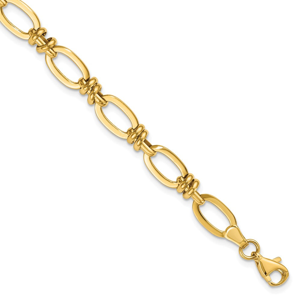 14K Polished Fancy Link Bracelet, 7.5 x 8 mm