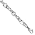 14K White Gold Polished D/C Bracelet, 7.5 mm