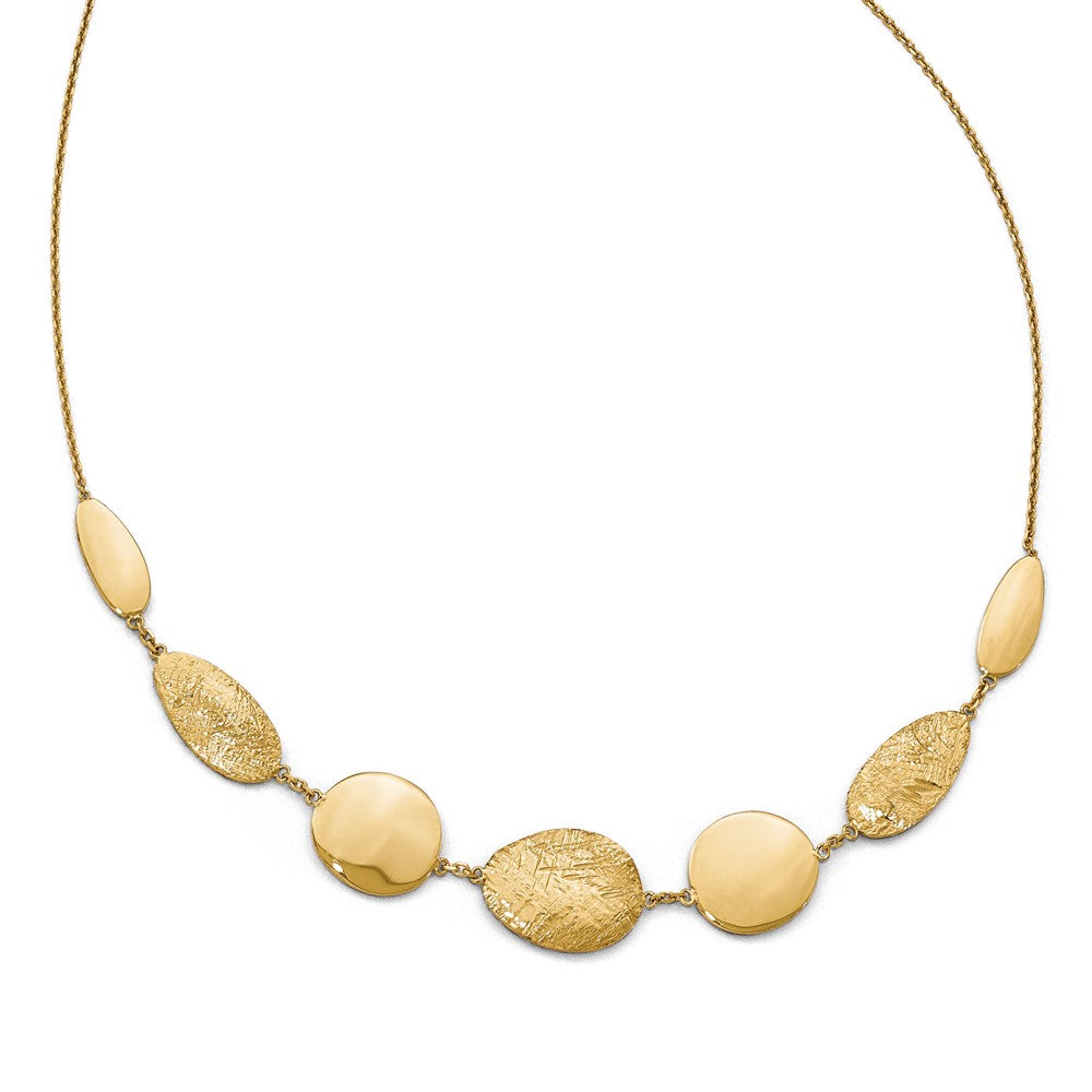 14K Polished D/C with 2in ext. Necklace, 16 x 12 mm