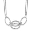 14K White Gold Polished Double Strand Link 17.5 inch Necklace, 17.5 mm