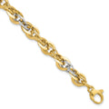 14K Two-tone Polished and Diamond-cut 9.0mm Fancy Link 8 inch Bracelet, 8 x 9 mm