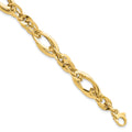 14K Polished Fancy Link .75in ext. Bracelet, 7 x 10 mm