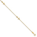 14K CZ Anchor 3-Station 9 inch Plus 1 inch Extender - Total 10 inch Anklet, 10 x 1 mm