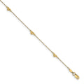 14K Diamond-cut Heart 5-Station 9 inch Plus 1 inch Extender - Total 10 inch Anklet, 10 x 1 mm