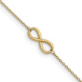14K Polished Infinity 9 inch Plus 1 inch Extender - Total 10 inch Anklet, 10 x 1 mm
