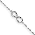 14K White Gold Polished Infinity 9 inch Plus 1 inch Extender - Total 10 inch Anklet, 10 x 2.5 mm