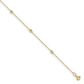14K Diamond-cut Oval Beads 6-Station 10 inch Plus 1 inch Extender - Total 11 inch Anklet, 11 x 6 mm