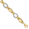 14K Two-tone Polished and Textured 11.0mm Fancy Link 8 inch Bracelet, 8 x 11 mm