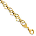 14K Polished and Textured 11.0mm  Fancy Link 7.5 inch Bracelet, 7.5 x 11 mm
