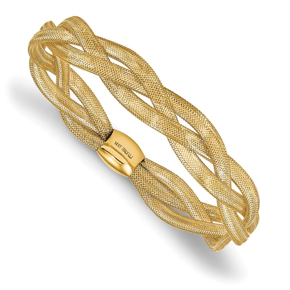 14K Fancy Stretch Bangle Bracelet, 7.5 x 10.5 mm