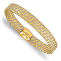 14K w/Rhodium Polished Mesh Stretch Bracelet, 7.5 x 9 mm