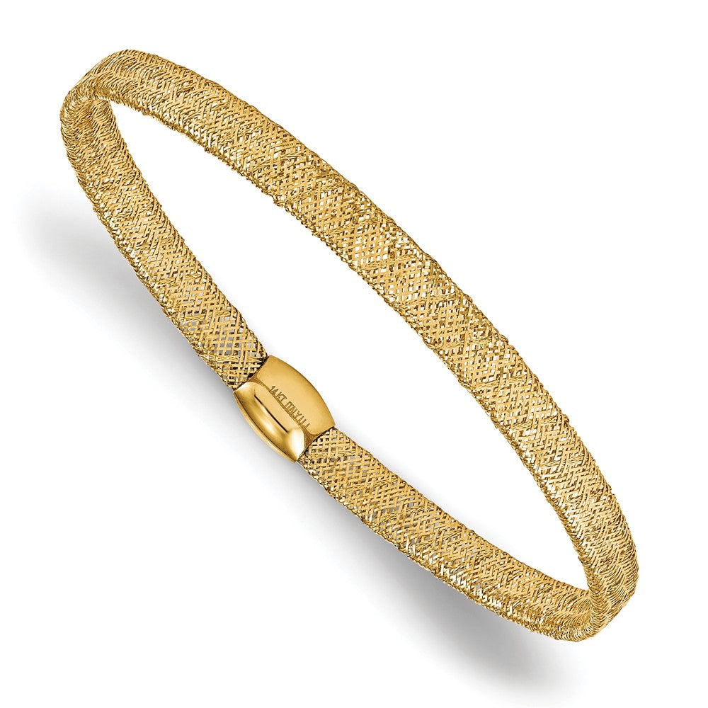 14K Fancy Stretch Bangle Bracelet, 7.5 x 5 mm
