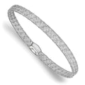 14K with White Rhodium-plating Fancy Stretch Bangle Bracelet, 7.5 x 5 mm