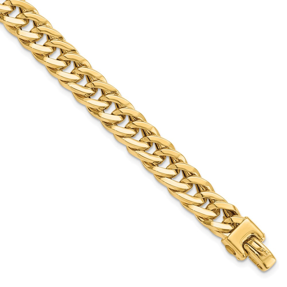 14K Polished 9.0mm Fancy Curb Men's 8 inch Bracelet, 8 x 9 mm