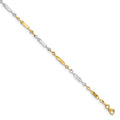 14K Two-tone Polished Twisted Link Anklet, 10 x 3 mm