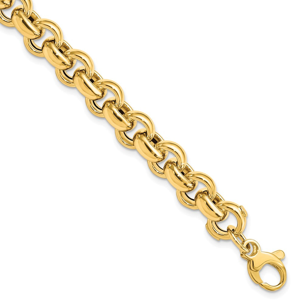 14K Polished 8.75mm Rolo Link 7.5 inch Bracelet, 7.5 x 8.75 mm