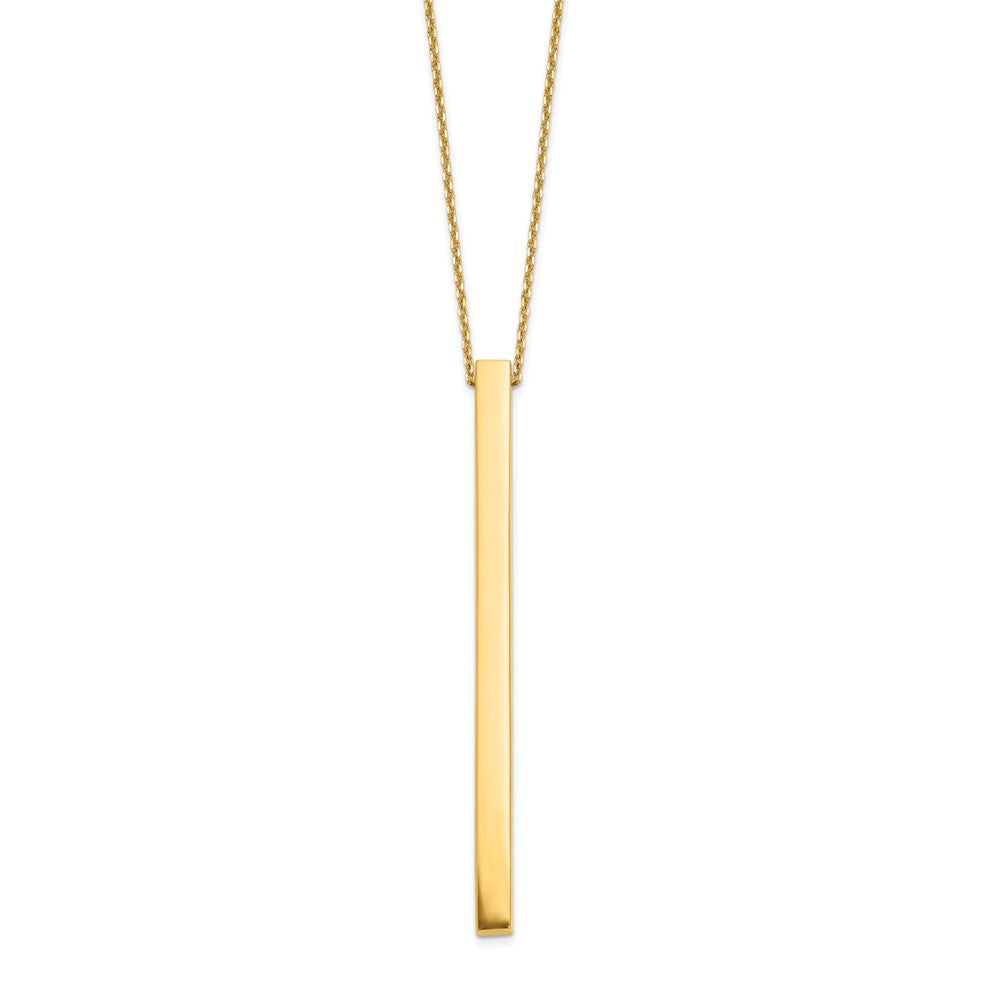 14K Polished Bar 16 inch with 2 inch extender Necklace, 16 mm
