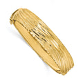 14K Polished and Textured Hinged Bangle, 7.25 x 14.25 mm
