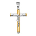 14K Two-tone Polished Crucifix Pendant, 39.75 mm