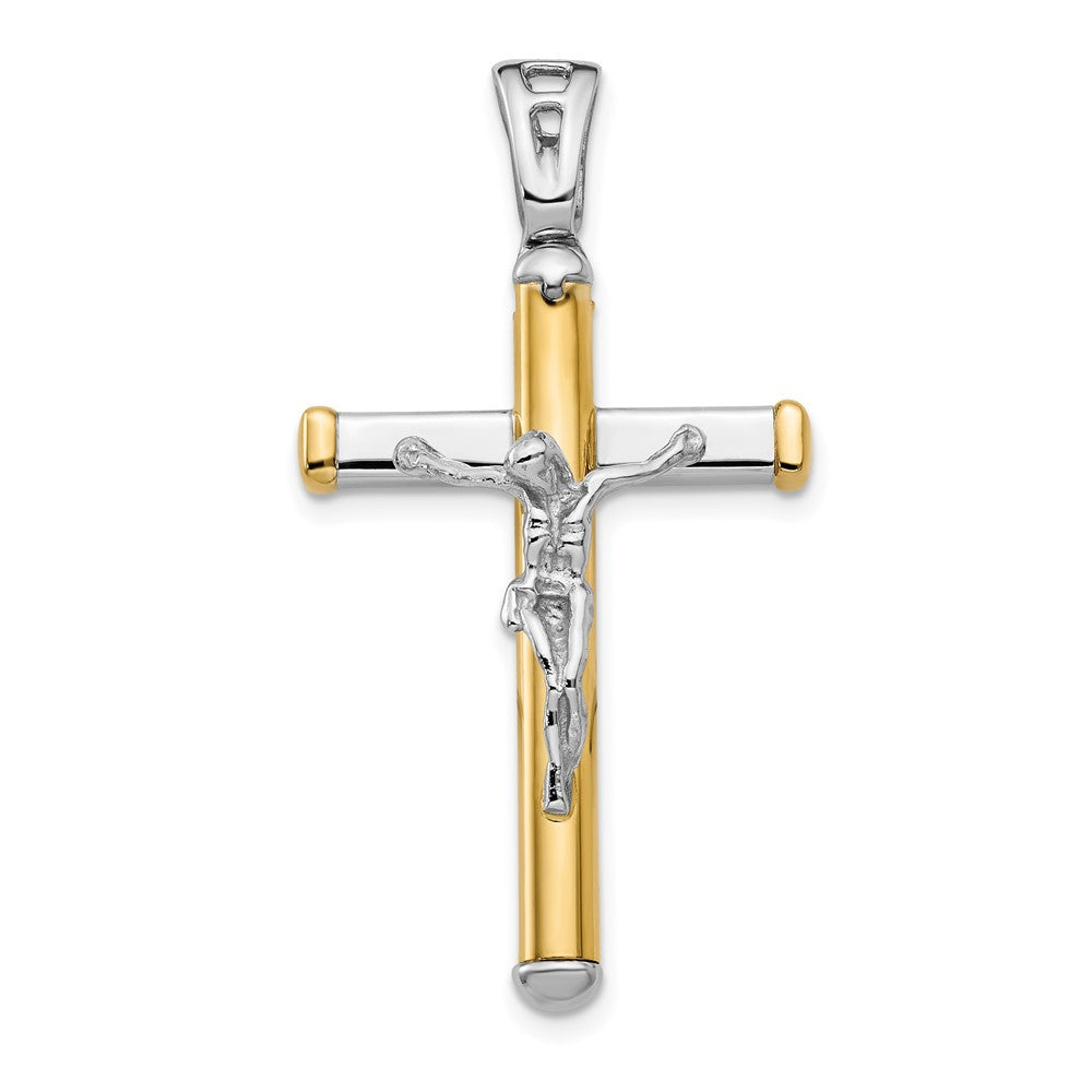 14K Two-tone Polished Crucifix Pendant, 39.75 mm