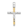 14K Two-tone Polished Crucifix Pendant, 32.25 mm