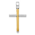 14K Two-tone Polished Cross Pendant, 32.25 mm