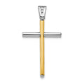 14K Two-tone Polished Cross Pendant, 37.75 mm