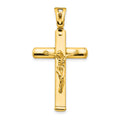 14K Polished Crucifix Pendant, 38.5 mm