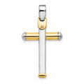 14K Two-tone Polished Cross Pendant, 32 mm