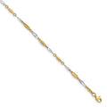 14K Two-tone Polished Fancy 9 inch Plus 1 inch Extender - Total 10 inch Anklet, 10 x 3 mm