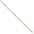 14K Two-tone Fancy Link 9 inch Plus 1 inch Extender - Total 10 inch Anklet, 10 x 4 mm