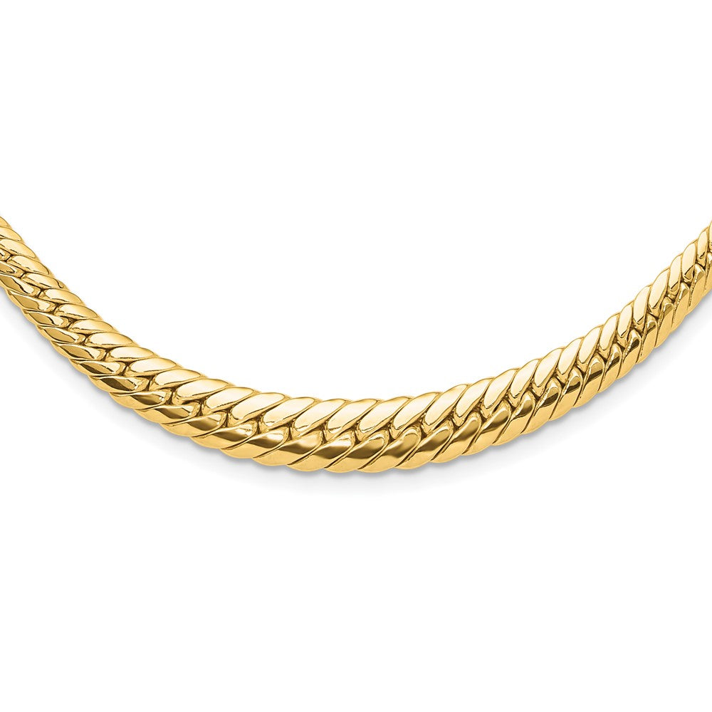 14K Polished Graduated Fancy Link Necklace, 18 x 8 mm