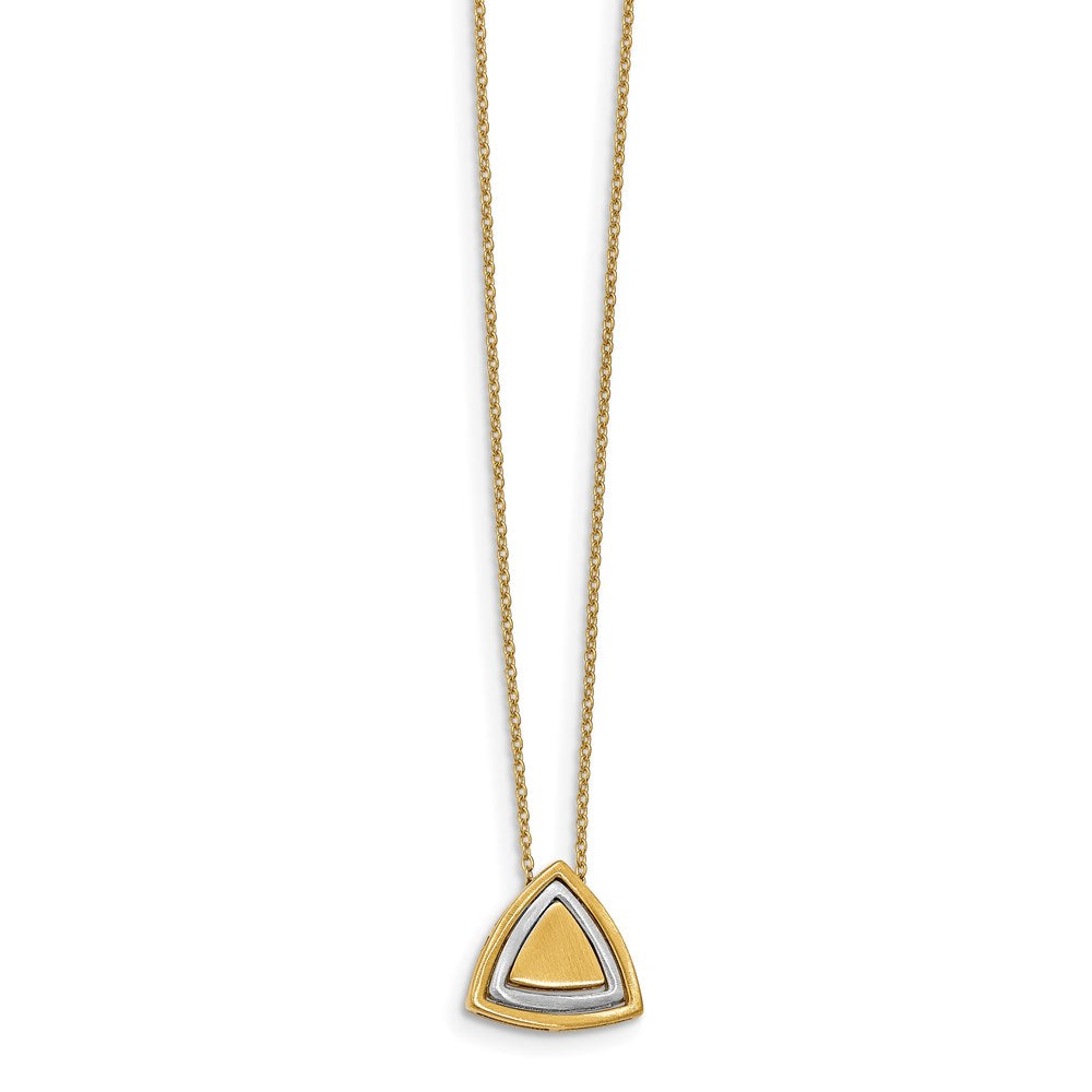 14K Two-tone Satin Triangle Necklace, 17 x 1 mm