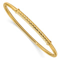 14K Polished & Textured Bar Pull Apart Flexible Bangle, 4.75 mm