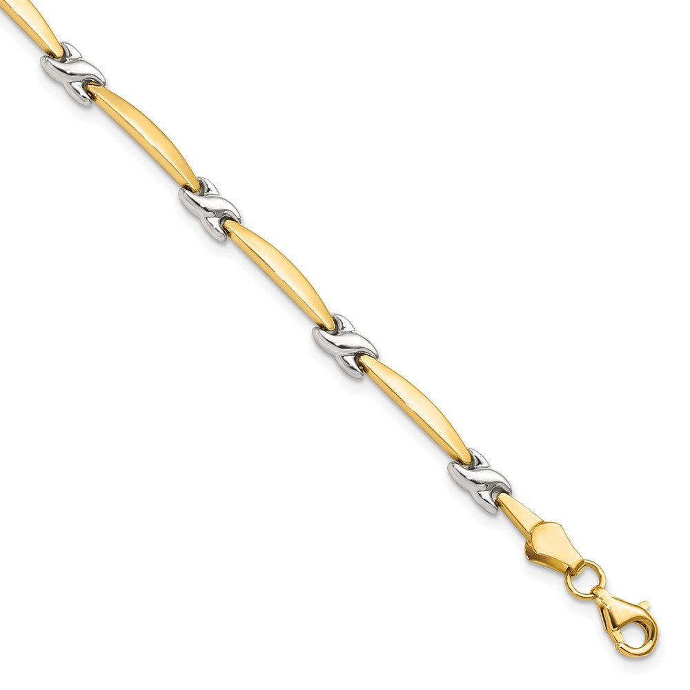 14K w/Rhodium D/C Fancy Bracelet, 7.25 x 4 mm